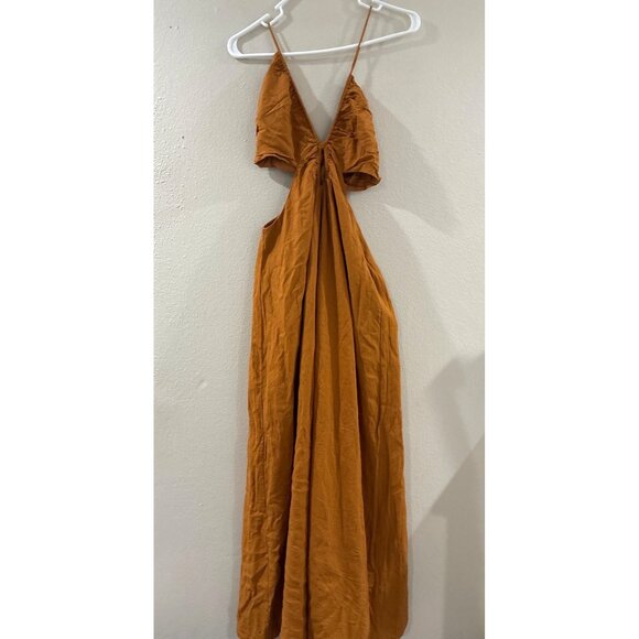 Banana Republic Womens Manon Linen Blend Maxi Dress | Timeless Ochre Size 4 - Picture 3 of 8